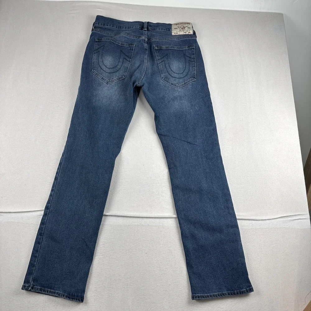 True Religion Ricky Relaxed Straight Mens Blue Jeans  fits 32*32 Denim
